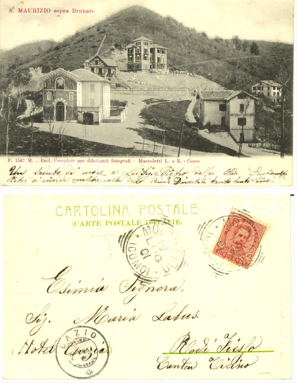 Cartolina originale da collezione 1901 BRUNATE CO Veduta frazione SAN MAURIZIO Cartolina FP VG 1