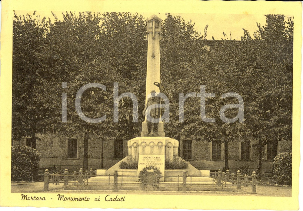 Cartolina originale da collezione 1940 MORTARA PV Il monumento ai Caduti  Cartolina postale FG VG 1