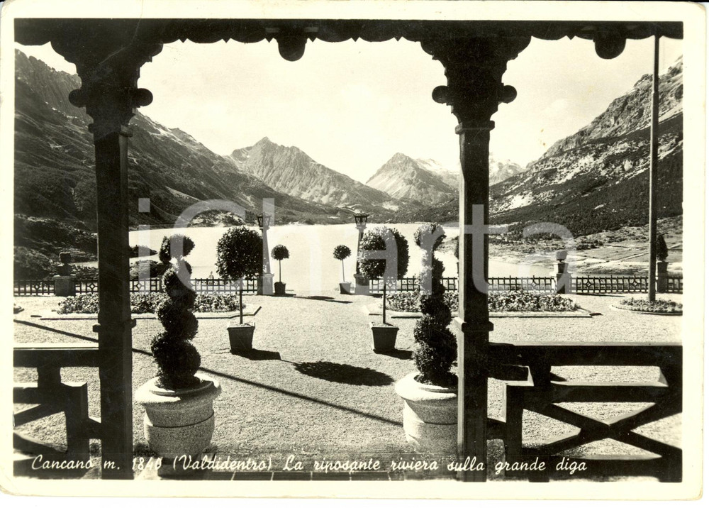 Cartolina originale da collezione 1950 VALDIDENTRO (SO) Riviera sulla grande diga di CANCANO *Cartolina FG VG 1