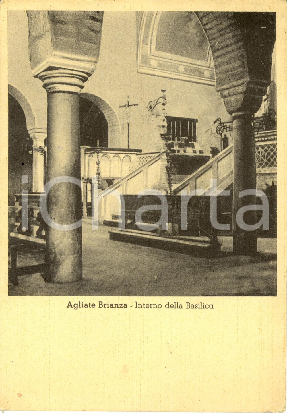 Cartolina originale da collezione 1958 AGLIATE BRIANZA MB Interno basilica SANTI PIETRO e PAOLO Cartolina FG VG 1