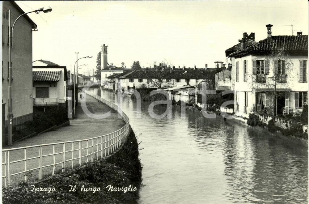 Cartolina originale da collezione 1960 ca INZAGO (MI) Il lungo NAVIGLIO *Cartolina  ANIMATA FG NV 1