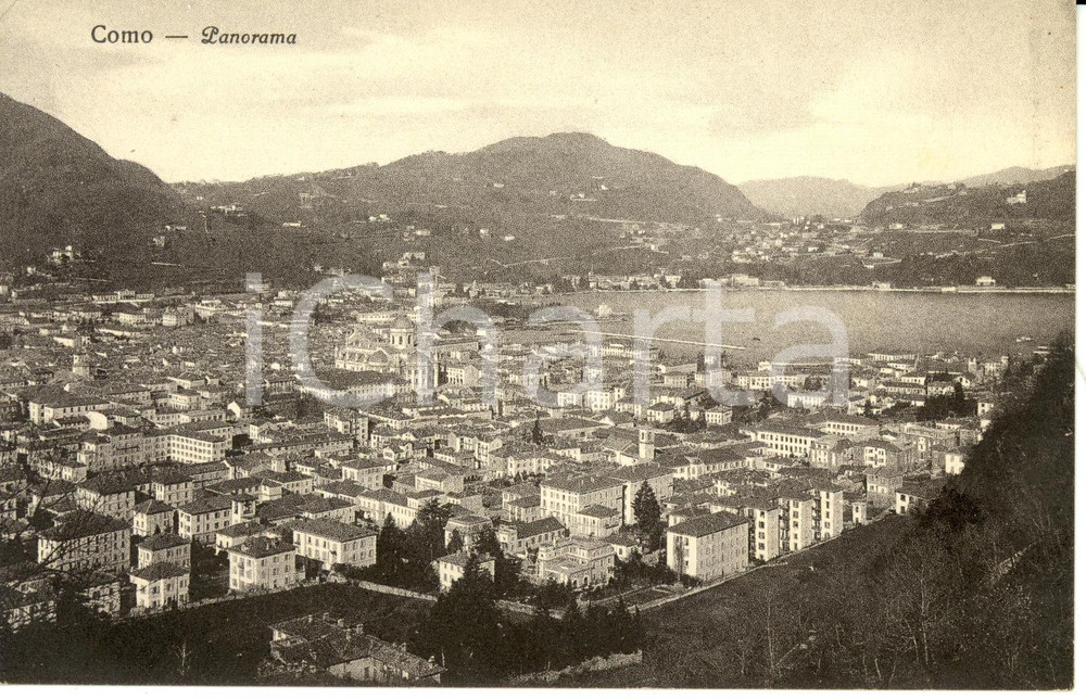 Cartolina originale da collezione 1910 ca COMO Panorama aereo della cittÃ  Cartolina FP NV 1