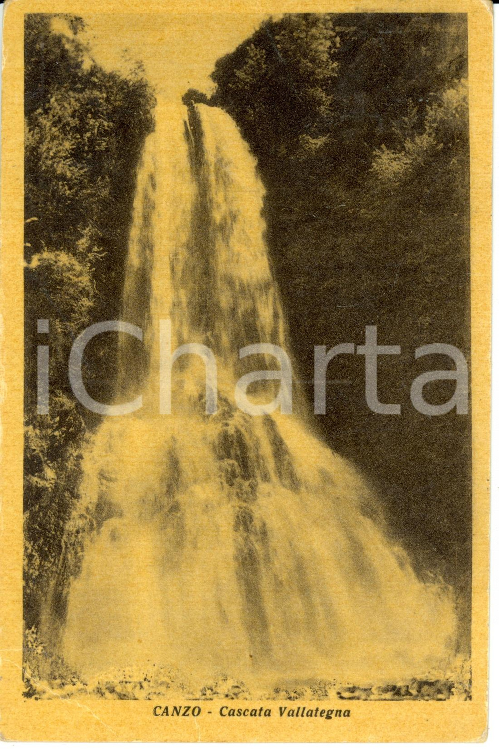 Cartolina originale da collezione 1950 CANZO (CO) La cascata VALLATEGNA dal basso *Cartolina FP VG 1