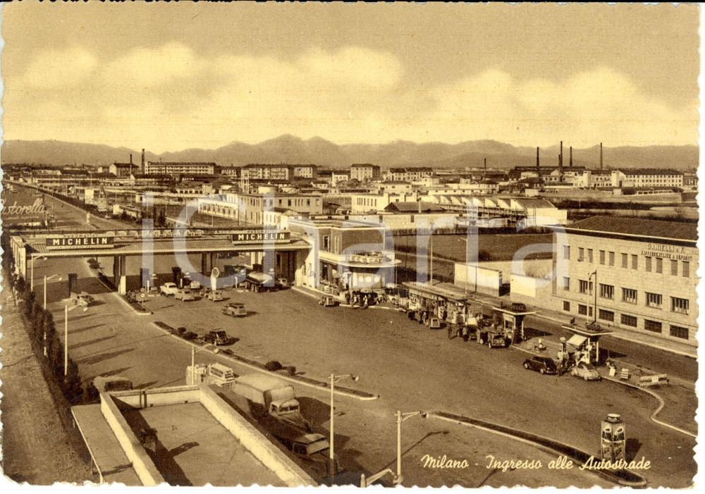 Cartolina originale da collezione 1952 MILANO Ingresso autostrade pubblicitÃ  MICHELIN e ditta DANIELLI *FG VG 1