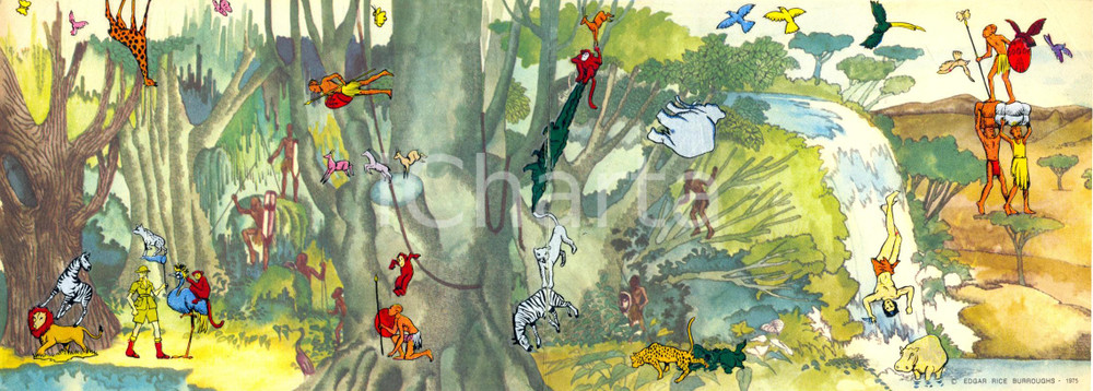 Materiale pubblicitario d’epoca 1975 PIZZA CATARI' Trasferelli Grinta Gioco di TARZAN *Pubblicitario 1