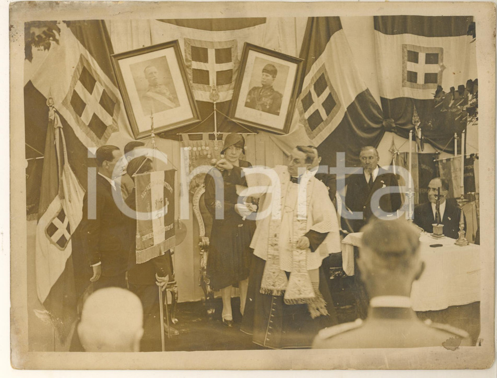 Fotografia d epoca originale 1929 FASCISMO Area di ROMA  Benedizione gagliardetti ANC  Foto 24x18 cm 1
