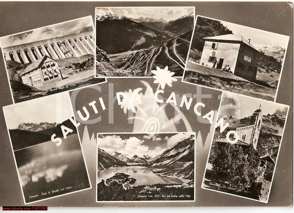 Cartolina originale da collezione 1955 CANCANO Valtellina SO 6 vedutine FG VG 1