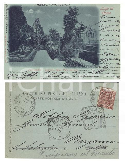 Cartolina originale da collezione 1902 CADENABBIA CO Giardino VILLA CARLOTTA Cartolina a Giulia FINARDI FP VG 1