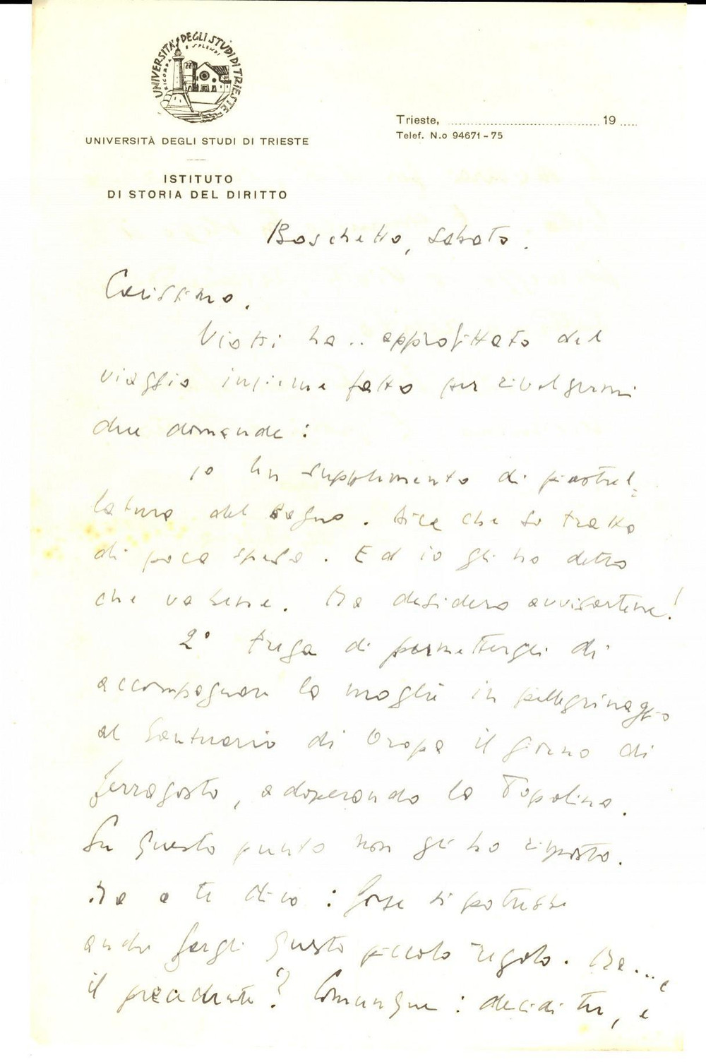 Autografo originale 1950 ca TRIESTE Marco Enrico VIORA su una gita di Ferragosto AUTOGRAFO 1