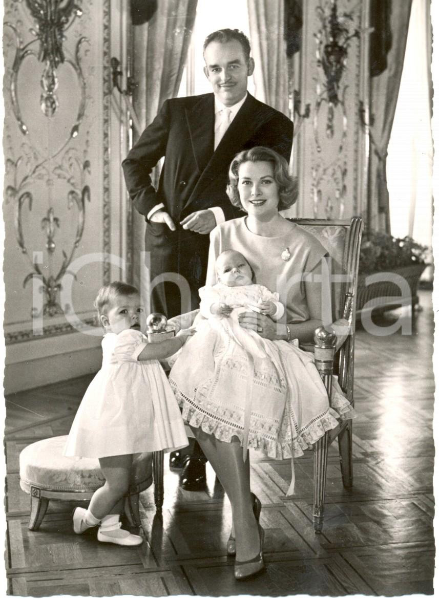 Cartolina originale da collezione 1960 ca PRINCIPATO MONACO Prince RAINIER III Grace KELLY Princes ALBERT CAROLINE 1