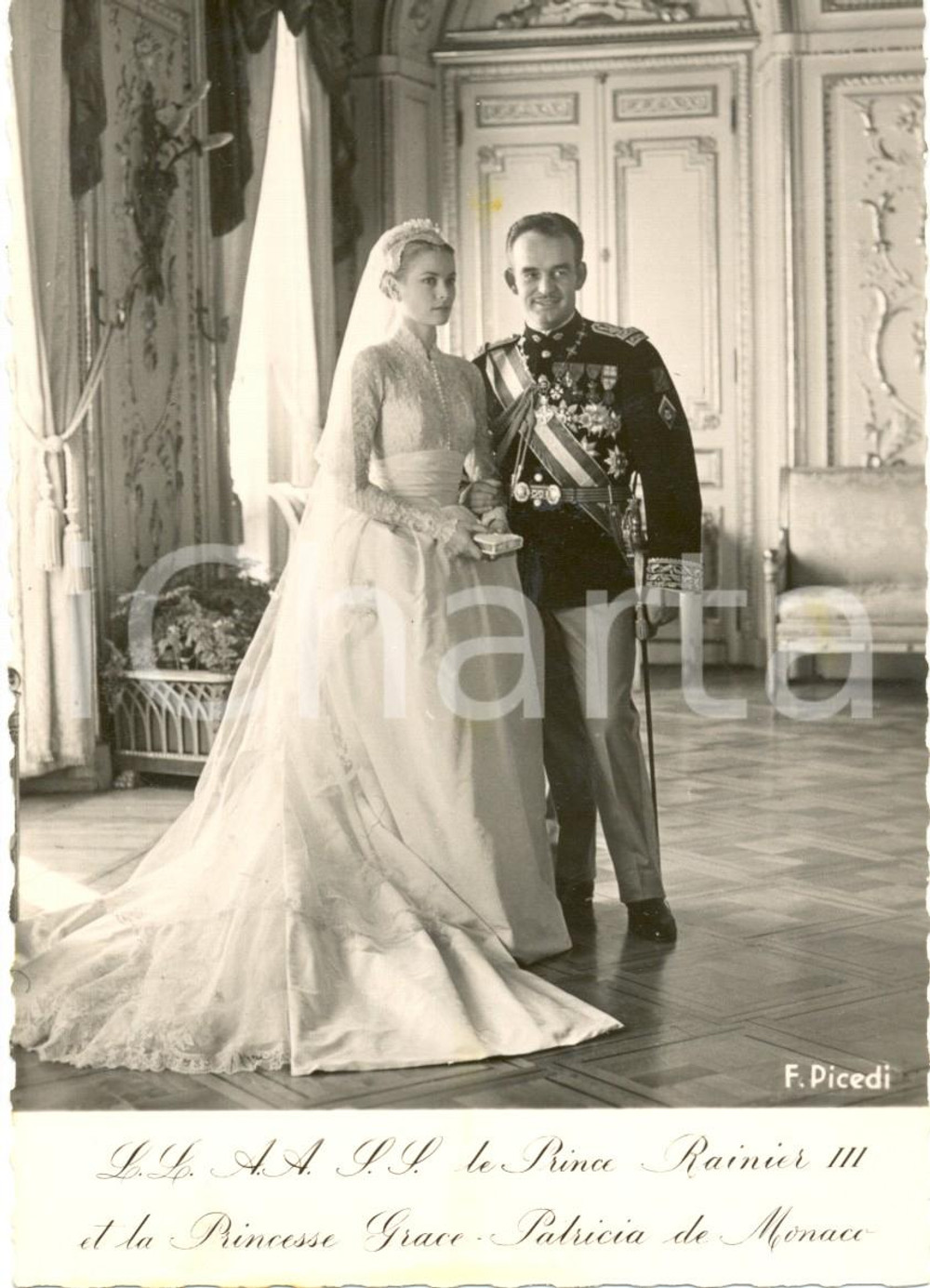 Cartolina originale da collezione 1956 PRINCIPATO MONACO Matrimonio Ranieri III e Grace KELLY *Cartolina FG NV 1