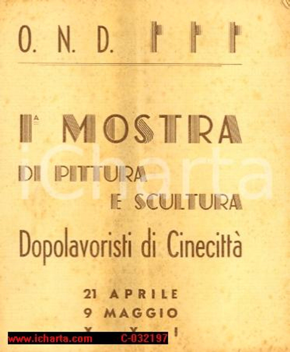 Oggetto da collezione cartaceo 1943 OND I^ Mostra dopolavoristi CINECITTA' 1