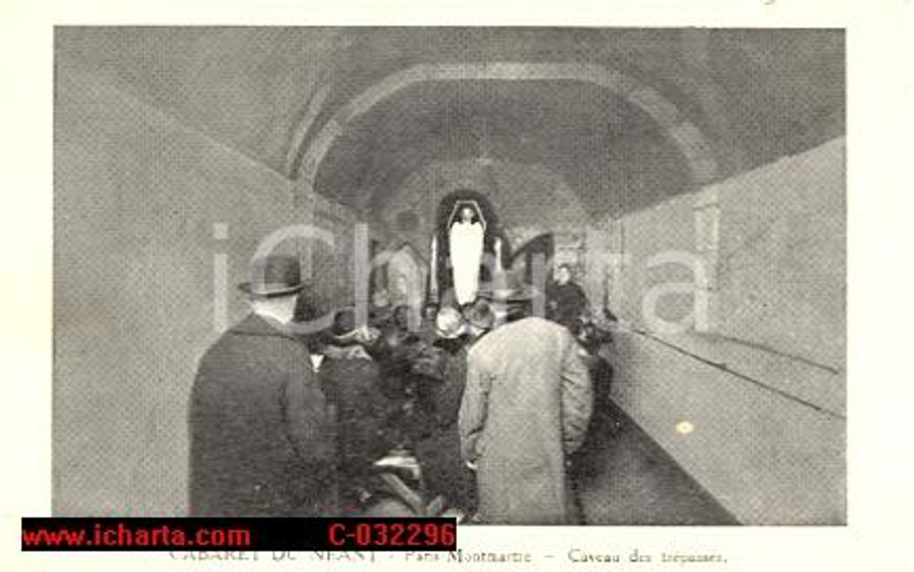 Cartolina originale da collezione 1930 ca PARIS MONTMARTRE Cabaret du NÃ©ant Caveau des trÃ©passÃ©s FP 1