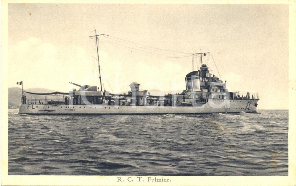Cartolina originale da collezione 1934 Cacciatorpediniere Fulmine - Classe Folgore 1