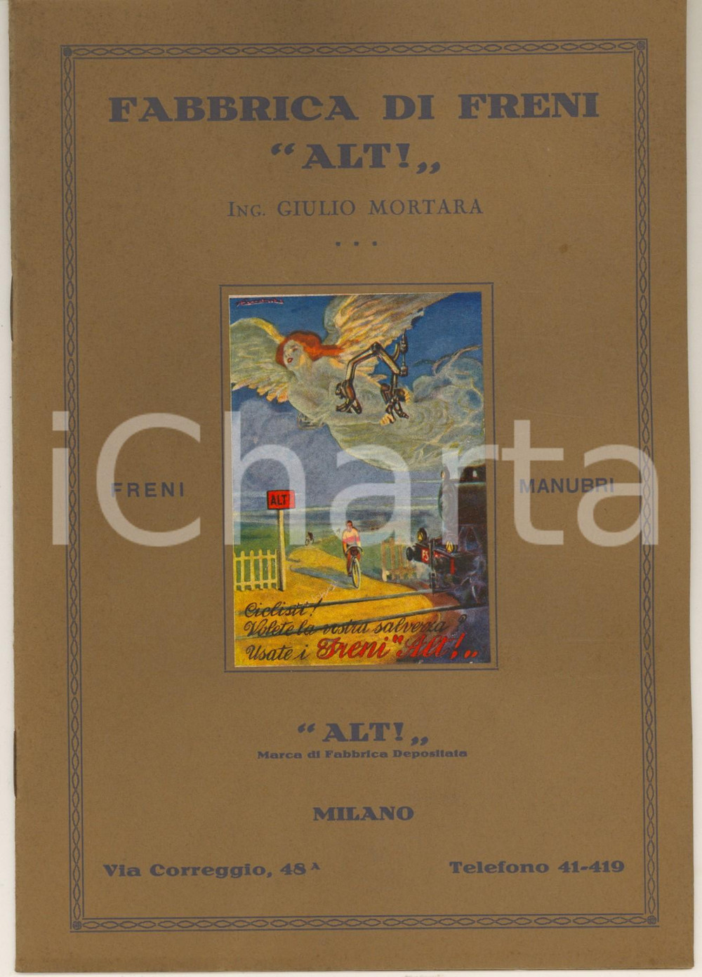 Materiale pubblicitario d’epoca 1920 ca MILANO Fabbrica freni ALT  Ing. Giulio MORTARA Catalogo ILLUSTRATO 3 1