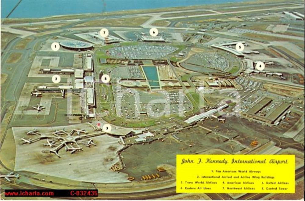 Cartolina originale da collezione 1960 ca NEW YORK (USA) L'Aeroporto John Fitzgerald KENNEDY *Cartolina 23 x 15 cm 1