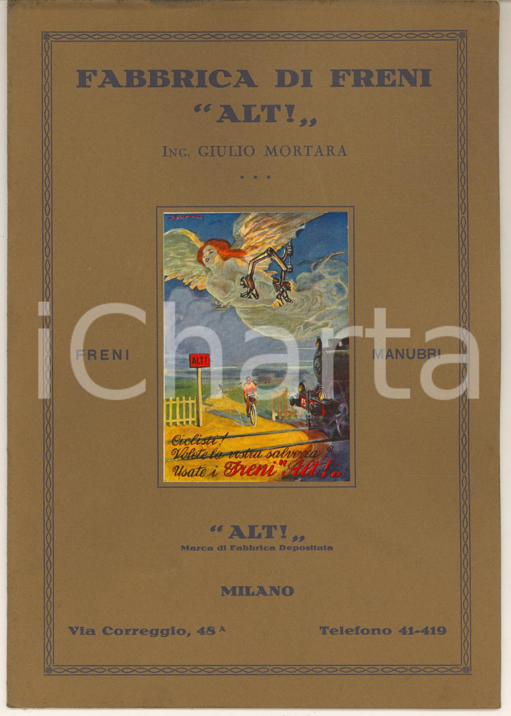 Materiale pubblicitario d’epoca 1920 ca MILANO Fabbrica freni ALT  Ing. Giulio MORTARA Catalogo ILLUSTRATO 6 1
