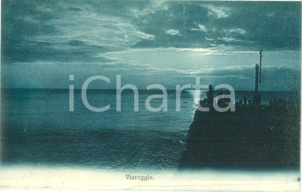 Cartolina originale da collezione 1920 VIAREGGIO (LU) Anziani al molo attendono la sera *Cartolina FP VG 1