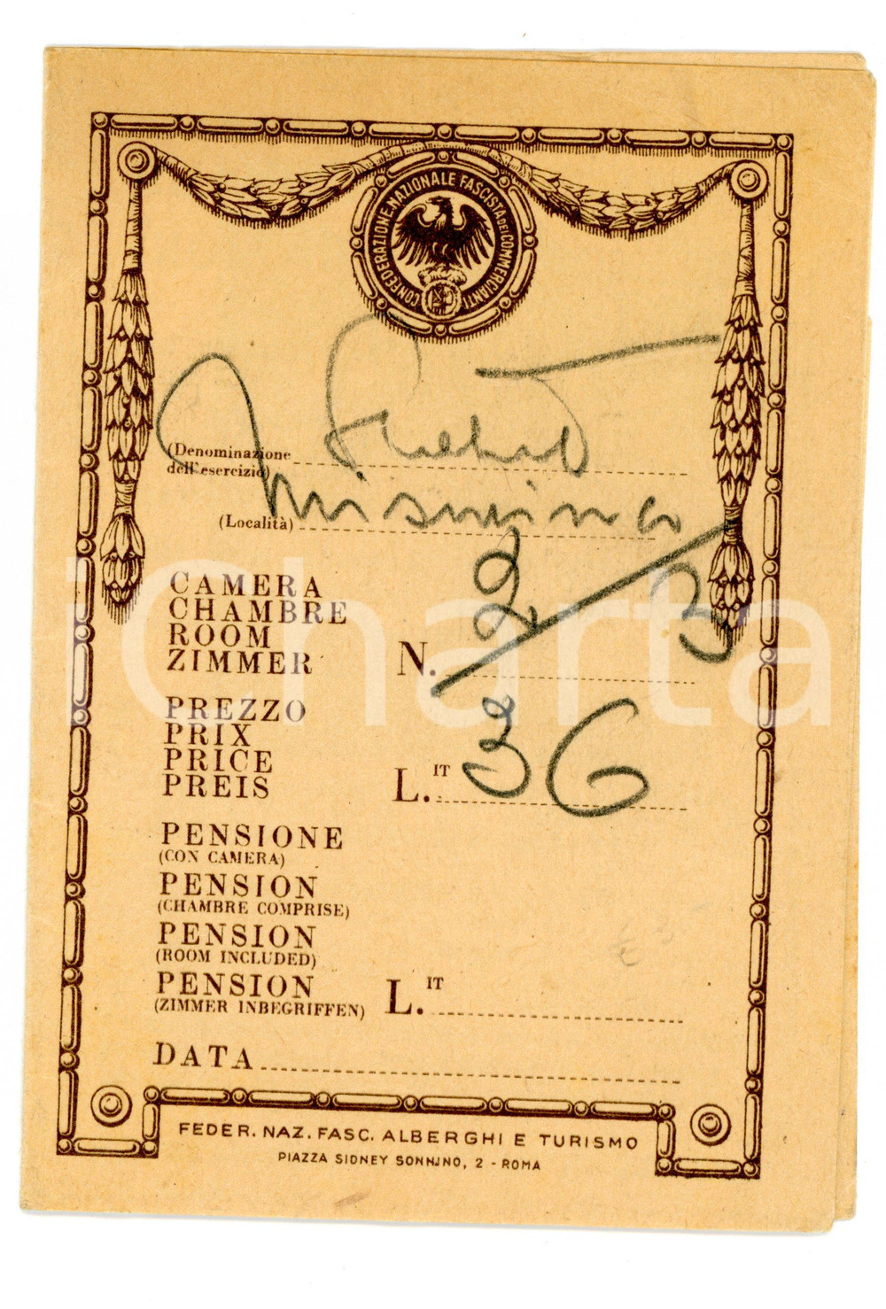Oggetto da collezione cartaceo 1930 - Misurina - Federazione Fascista Turismo 1
