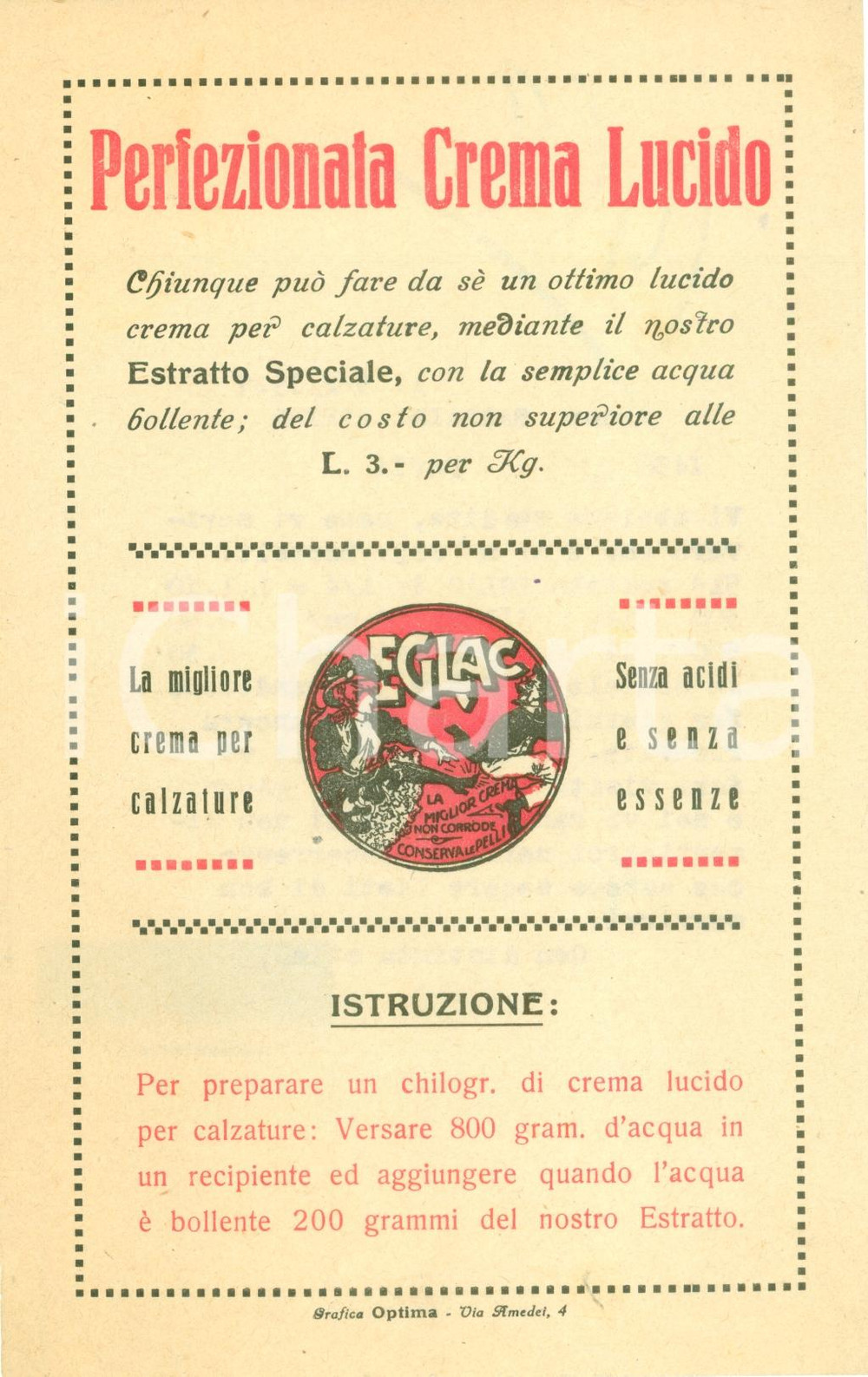 Materiale pubblicitario d’epoca 1927 PAVIA Crema lucido EGLAC Volantino ILLUSTRATO UMORISTICO 1