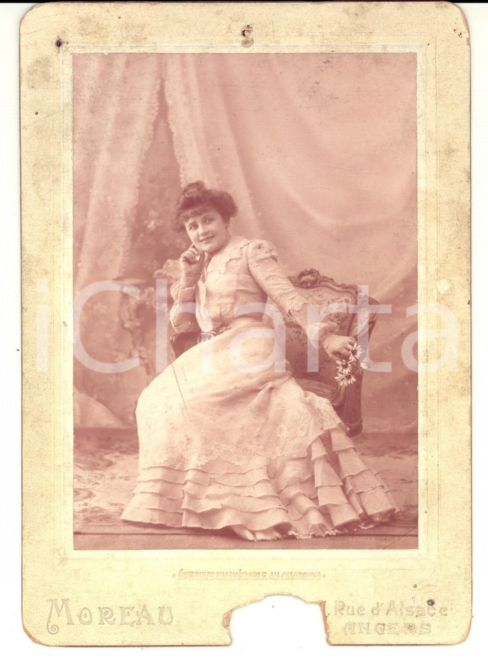 Fotografia d epoca originale 1910 ca ANGERS Ritratto madame DONELLY in abito di pizzo Foto MOREAU DANNEGGIATA 1