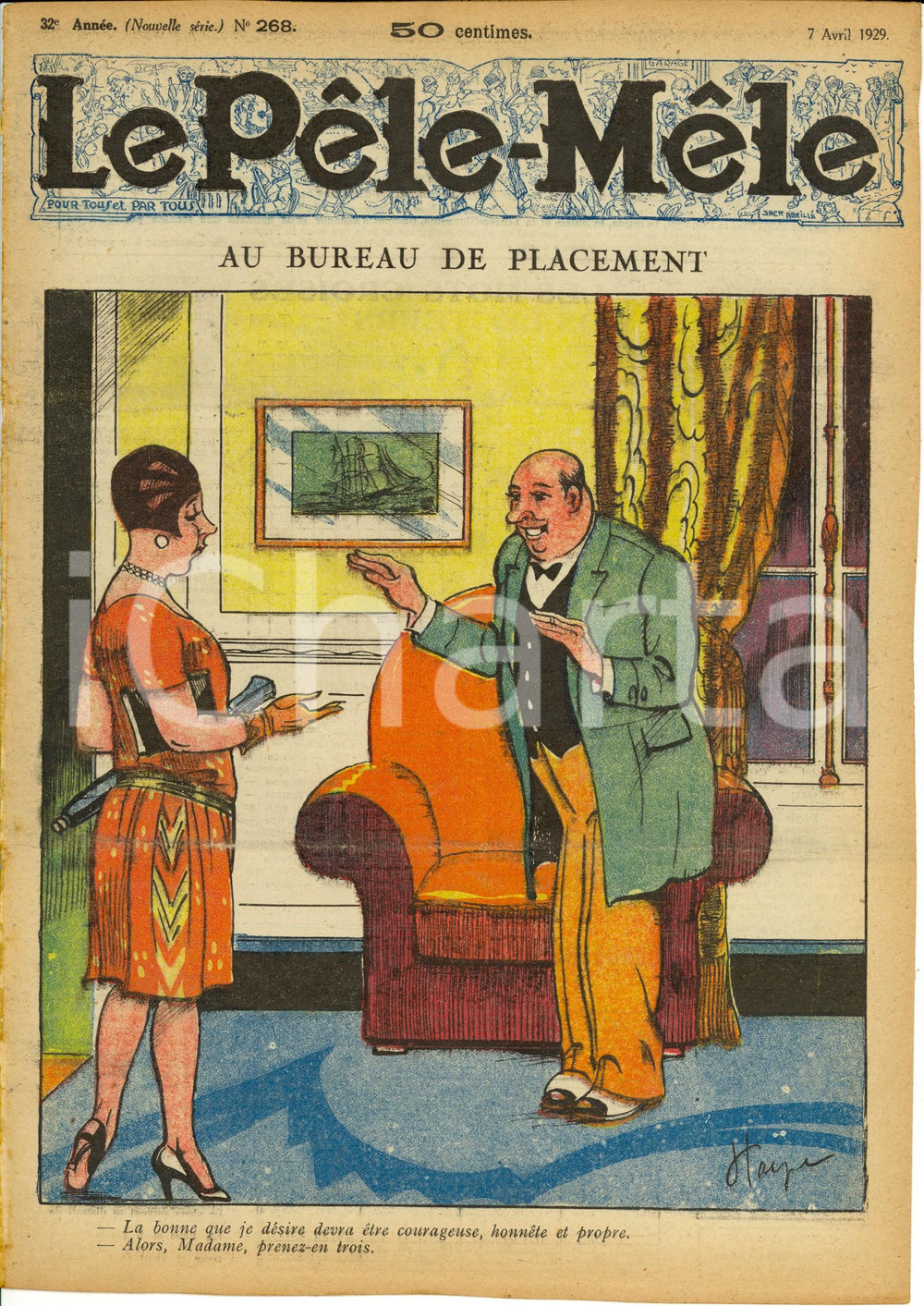 Giornale, rivista storica 1929 LE PELEMELE Gaston DERYS Cuisine de siège Rivista umoristica Anno 32 n°268 1