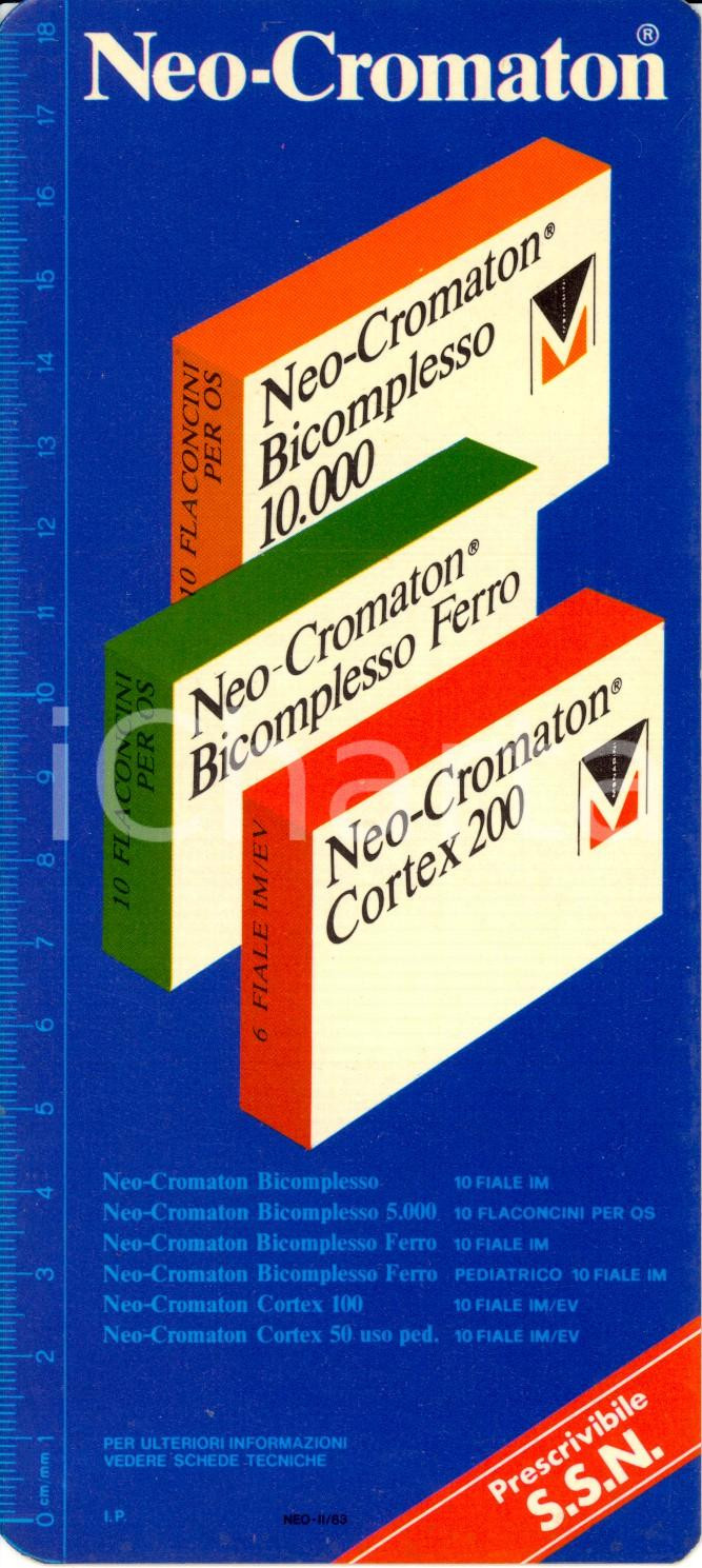 Materiale pubblicitario d’epoca 1980 ca FIRENZE A. MENARINI farmaceutiche Vitaminici NEOCROMATON Pubblicità 1