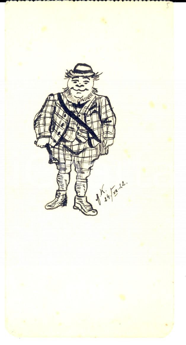 Stampa, bozzetto originale 1922 Bozzetto a china  L allegro lavoratore RARO DISEGNATO A MANO 1