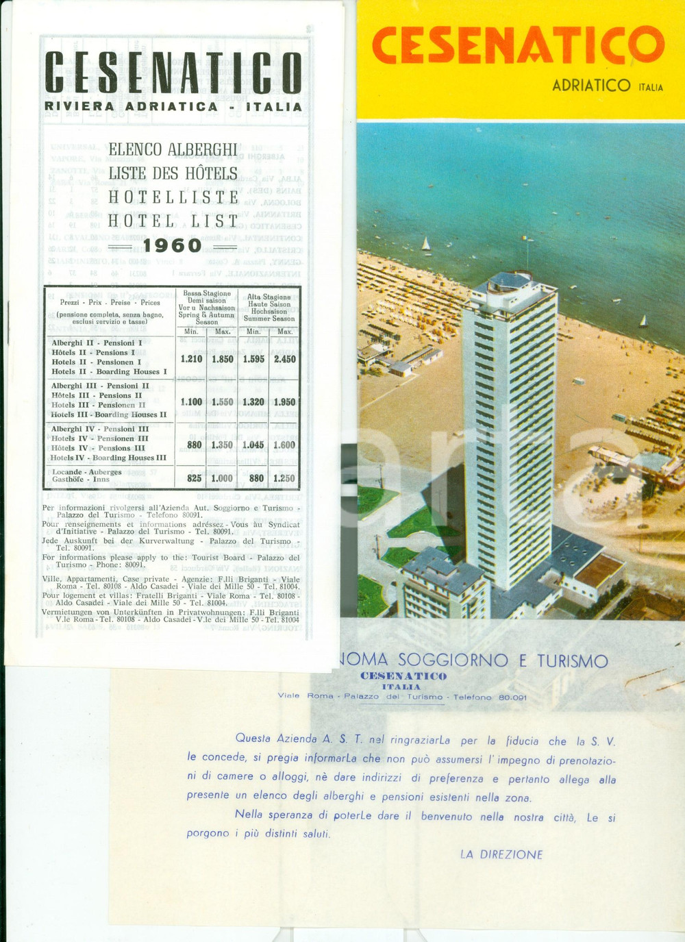Fotografia d'epoca originale 1960 CESENATICO Soggiorno e turismo *Lotto due opuscoli ILLUSTRATI 1