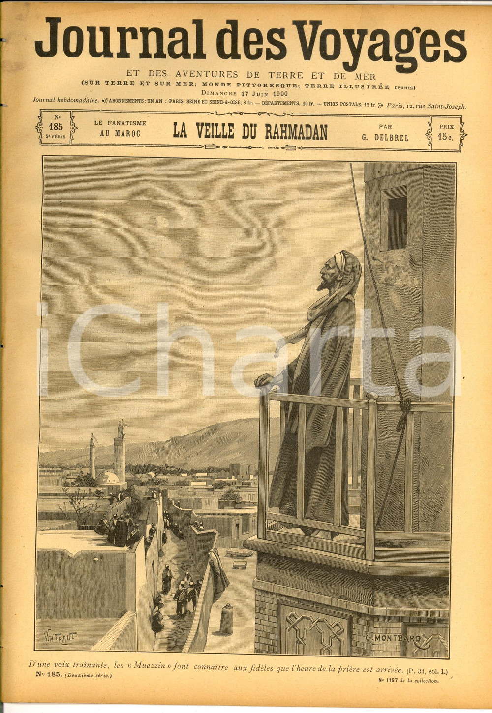 Giornale, rivista storica 1900 JOURNAL DES VOYAGES La veille du Rahmadan *Rivista ILLUSTRATA nÂ° 185 1