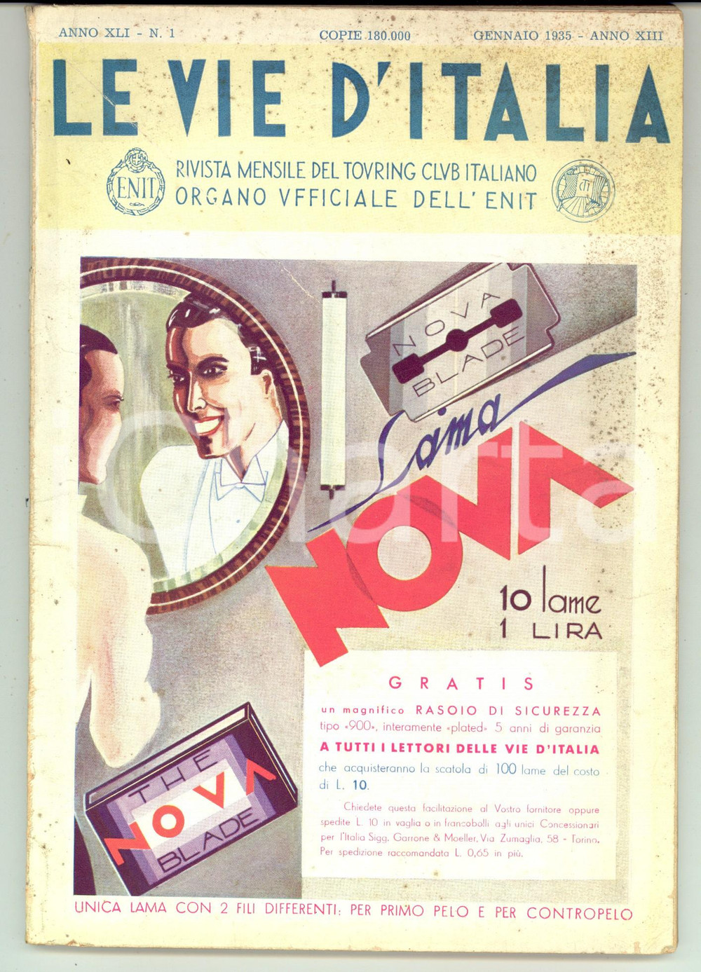 Giornale, rivista storica 1935 LE VIE D'ITALIA TCI Impianti di cantiere *Anno XLI n. 1 NOVA BLADE - ESSO 1