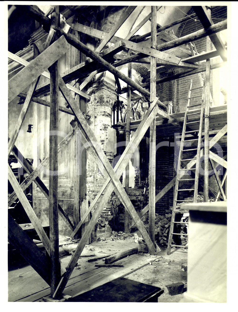 Fotografia d epoca originale 1950 ca PAVIA Chiesa SANTA MARIA IN BETLEM Restauro interno FOTO ARTISTICA 1