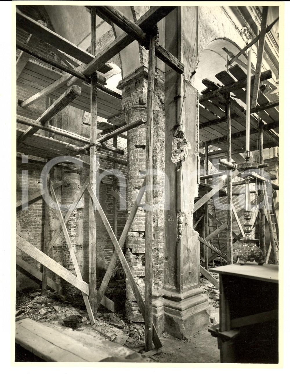Fotografia d epoca originale 1950 ca PAVIA Chiesa SANTA MARIA IN BETLEM Restauro interni FOTO 1