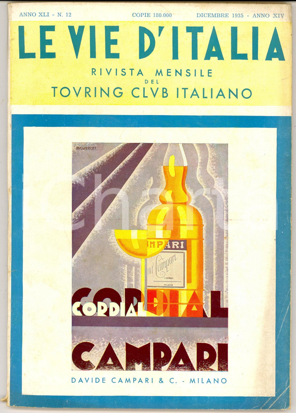 Giornale, rivista storica 1935 LE VIE D ITALIA TCI Artisti della SOMALIA Anno XLI n. 12 CAMPARI 1