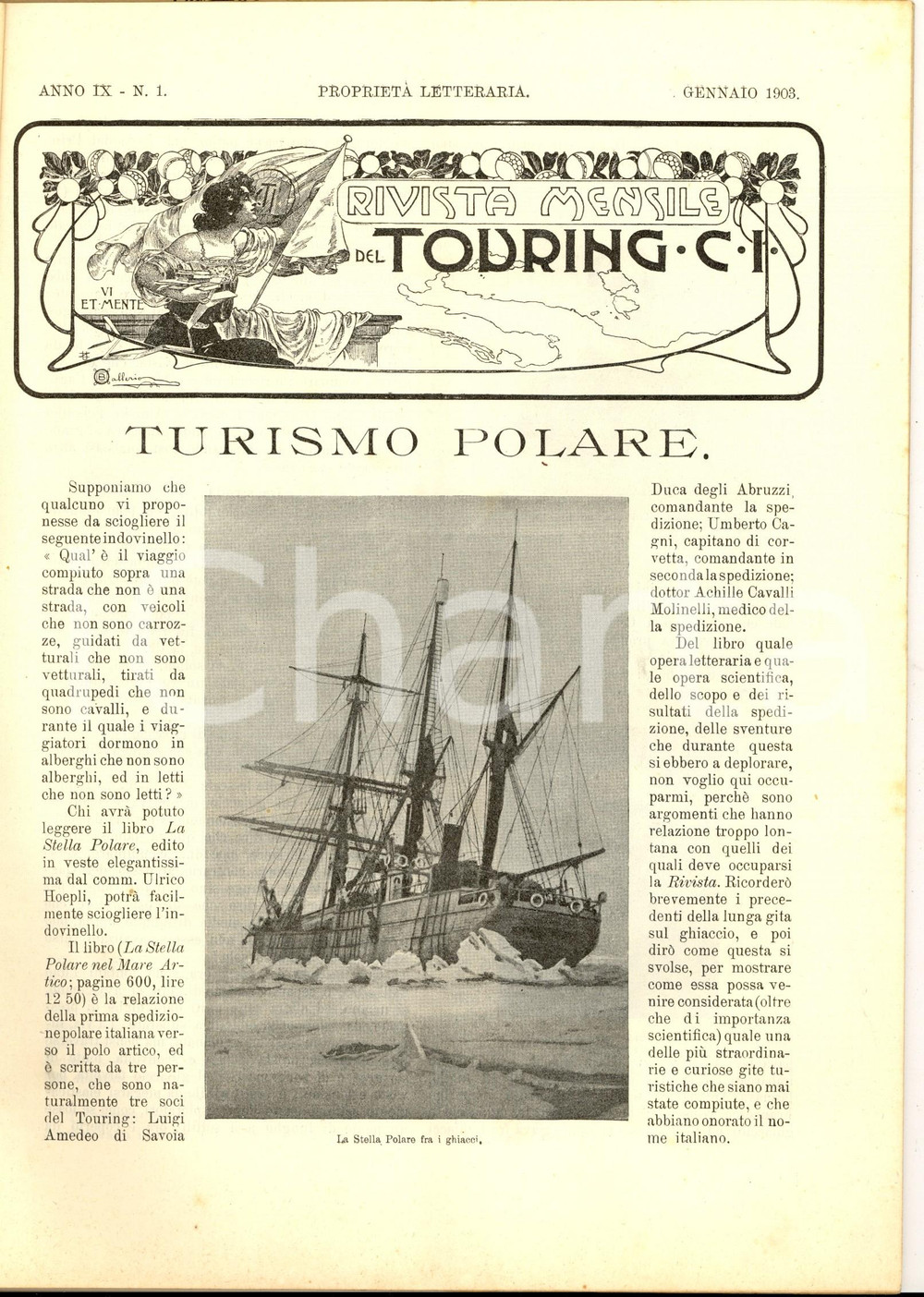 Giornale, rivista storica 1903 TOURING CLUB ITALIANO Turismo polare *Rivista Anno IX nÂ° 1 1