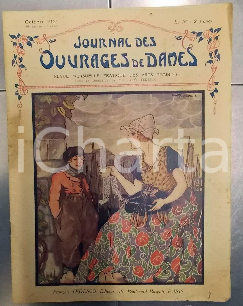 Octobre 1921 PARIS JOURNAL DES OUVRAGES DES DAMES *Arts fÃ©minins AnnÃ©e 36 nÂ° 403 DATA: Ottobre 1921  LUOGO: PARIGI  TITOLO: JOURNAL DES OUVRAGES DES DAMES - Abiti da mezza stagione per bambiniAnno 36 n&deg; 403  DESCRIZIONE: Rivista d'epoca illustrata, dedicata a un pubblico femminile, che tratta tematiche relative alla donna e ai lavori di ricamo. Bella illustrazione in copertina. Numerose pubblicit&agrave; d'epoca all'interno.  PAGINE: 30  FORMATO: cm 22 x 30  CONDIZIONI: mediocri (macchie e rosure marginali).  Pubblicazione d'epoca, originale, autentica.     originale e autentica 1