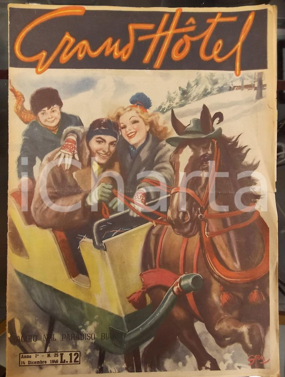 Giornale, rivista storica 1946 GRAND HOTEL Rivista romanzi rosa ILLUSTRATA Anno I nÂ°25 Paradiso bianco 1