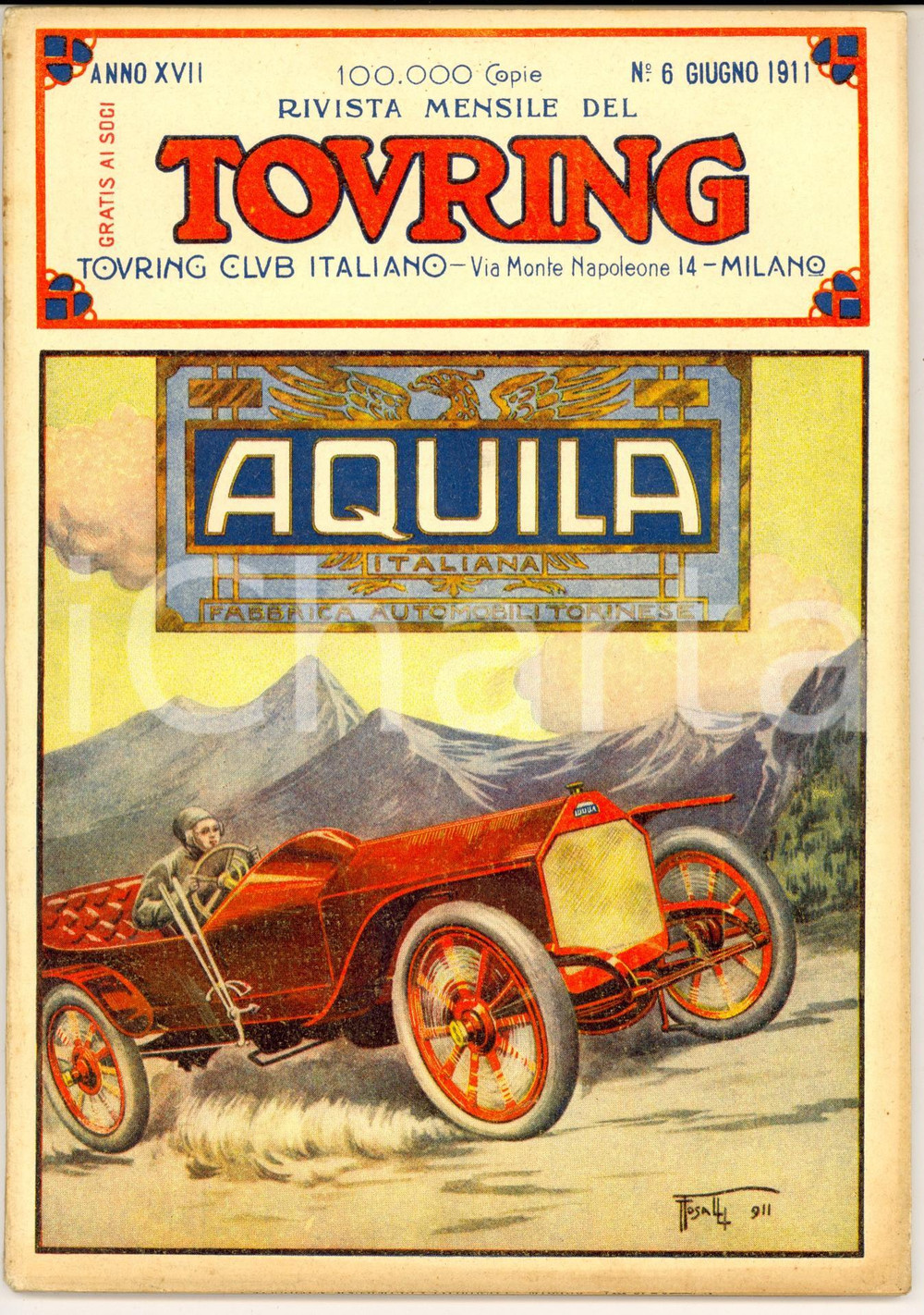 Giornale, rivista storica 1911 TOURING CLUB ITALIANO Corsa di aeroplani ParigiRomaTorino Anno XVII n°6 1