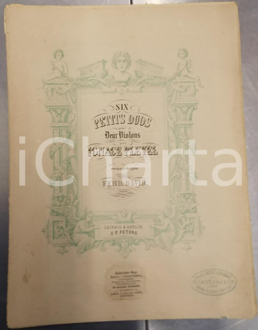 Oggetto da collezione cartaceo 1880 ca Ignace PLEYEL Six petits duos pour deux violons *Spartito DANNEGGIATO 1