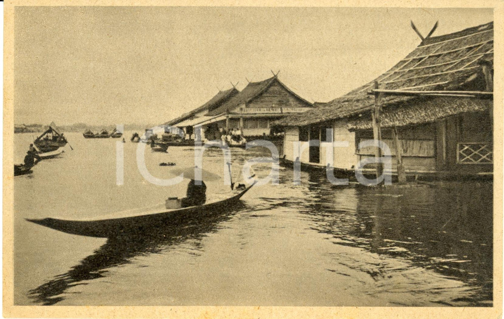 Cartolina originale da collezione 1930 ca PALEMBANG (INDONESIA) Fiume PONTIFICIE OPERE MISSIONARIE * Cartolina FP 1