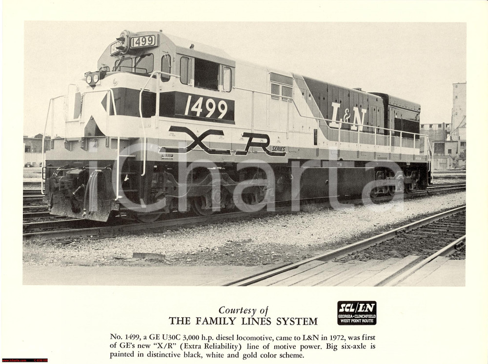 Fotografia d'epoca originale 1972 GE U30C locomotive Louisville & Nashville Railroad 1