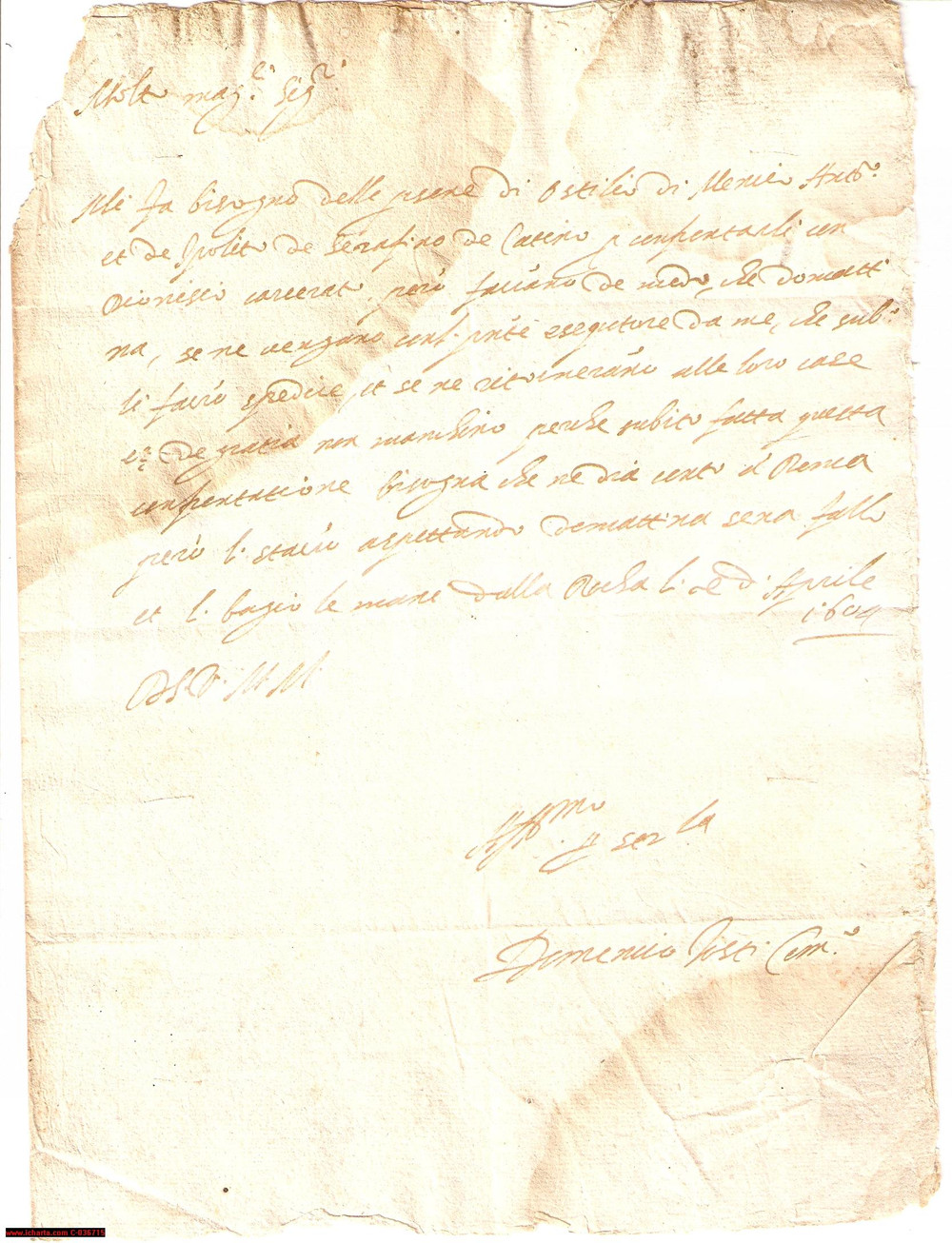 Documento originale, autentico 1604 POGGIO CATINO Testimoni a confronto con il carcerato Dionisio *Manoscritto 1