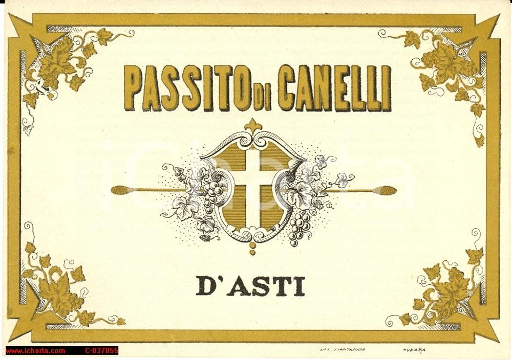 Materiale pubblicitario d’epoca 1965 ca CANELLI (AT) Passito d'ASTI *Etichetta ILLUSTRATA 1