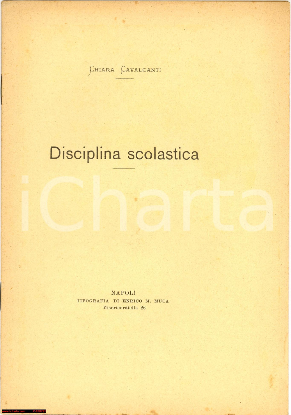 Oggetto da collezione cartaceo 1935 Chiara Cavalcanti, Disciplina Scolastica, aut 1