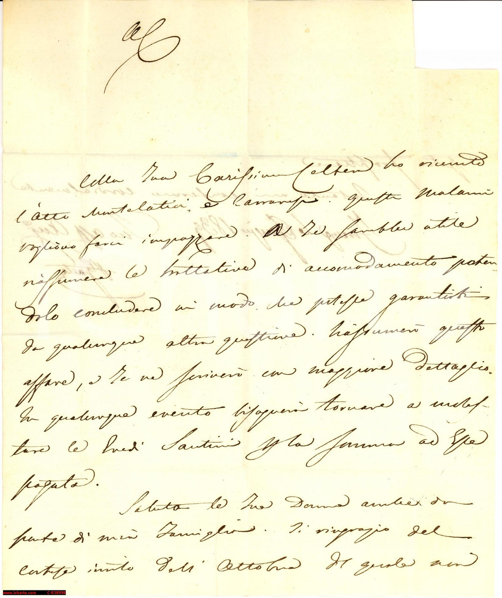 Manoscritto, lettera originale 1839 FIRENZE NecessitÃ  di molestare le Eredi SANTINI 1