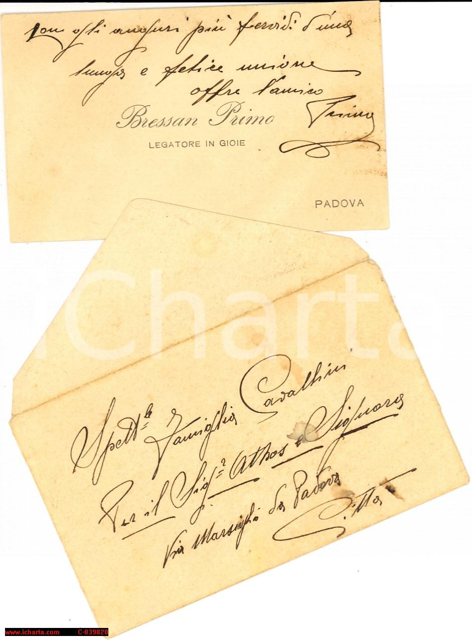 Oggetto da collezione cartaceo 1920 PADOVA Primo BRESSAN gioielliere legatore in gioie Biglietto da visita 1