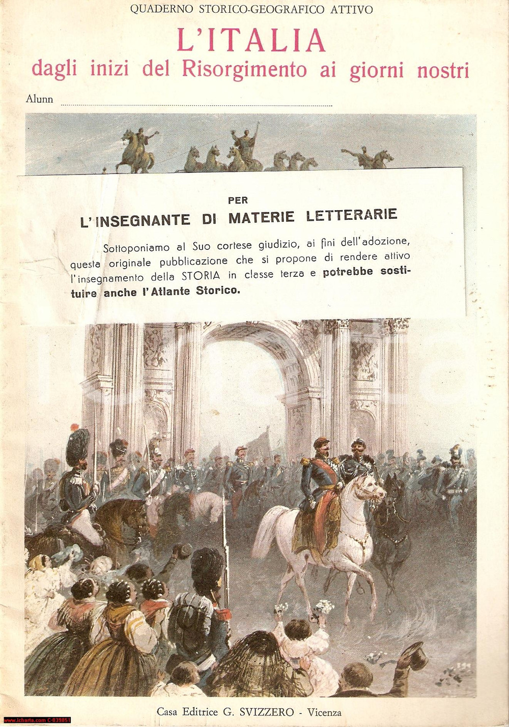 Libro, pubblicazione d epoca 1960 L Italia dagli inizi del Risorgimento  Quaderno storico geografico attivo 1