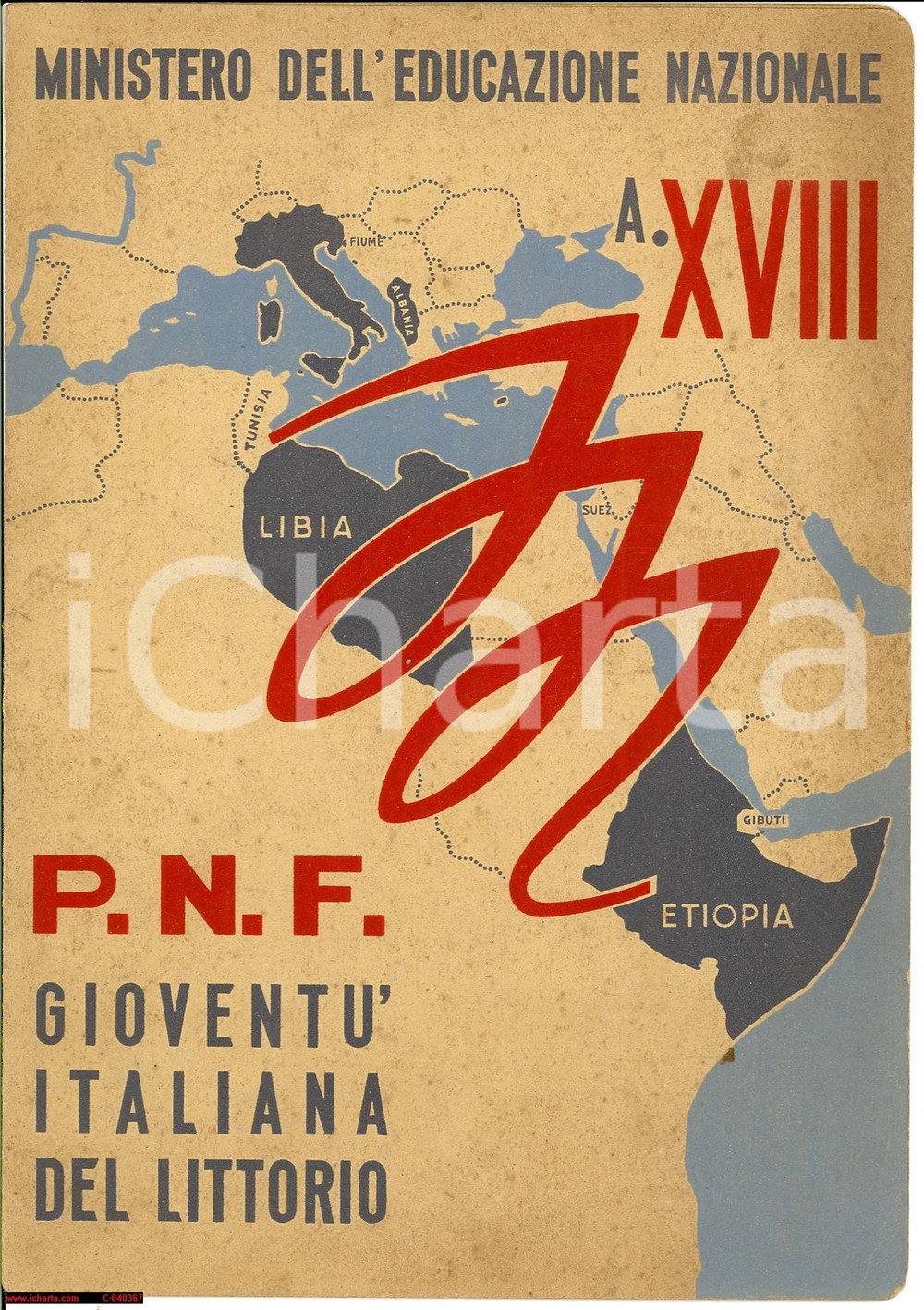 Oggetto da collezione cartaceo 1940 PNF NOVARA Pagella elementare Onoraldo CELLA 1