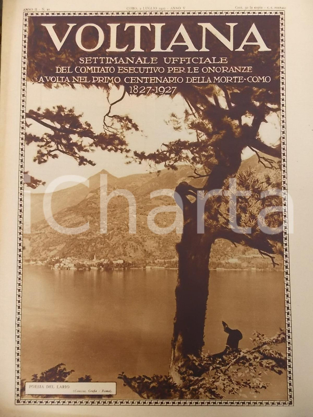 Giornale, rivista storica 1927 COMO Rivista VOLTIANA Borsa di studio SOCIETA  ITALYAMERICA Anno II n° 21 1