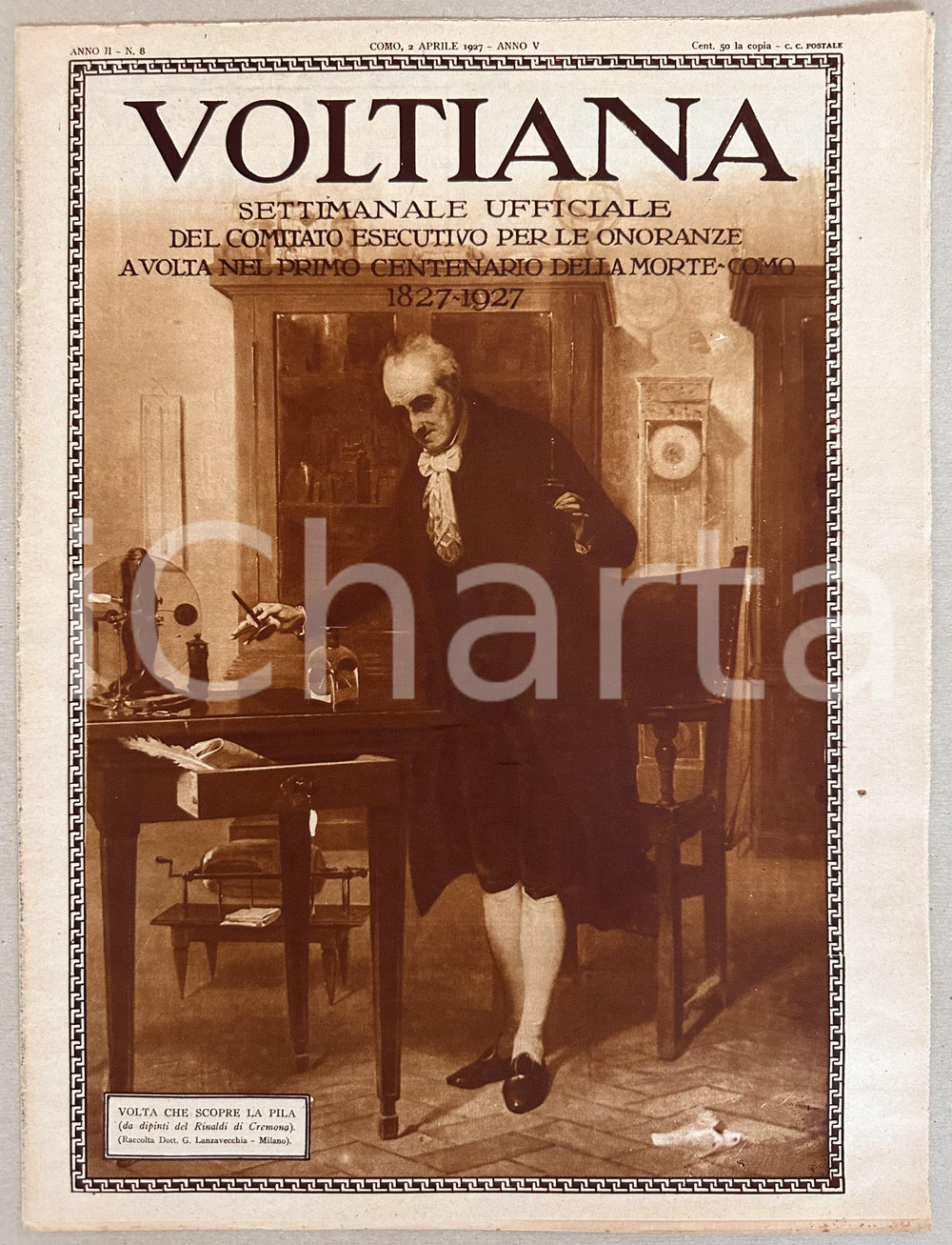 Giornale, rivista storica 1927 COMO Rivista VOLTIANA Carteggio VOLTAFRANKLIN Anno II n° 8 1